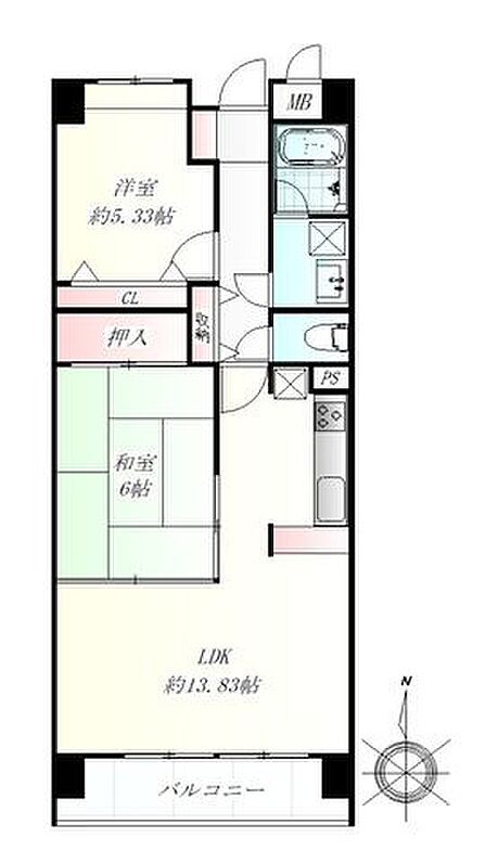 2LDK 間取り