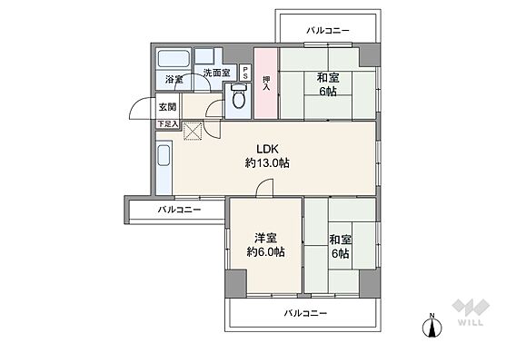 間取りは専有面...