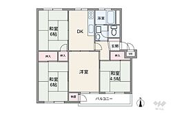 小幡ハイツ1棟 4DKの間取図画像