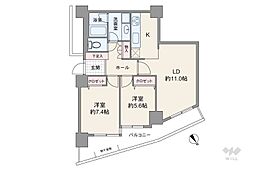 ザ・シーン城北アストロタワー 2LDKの間取図画像