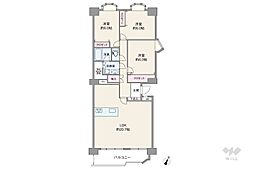 矢田川パークハウスD棟デージー 3LDKの間取図画像