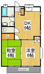ウィンベルB 2DKの間取図画像