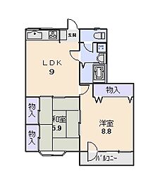 エスピーパレスA15 2DKの間取図画像