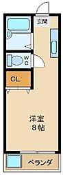 アキコーポ ワンルームの間取図画像