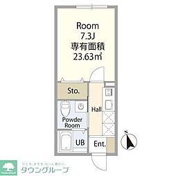 西武新宿線 東村山駅 徒歩13分の賃貸アパート 1階1Kの間取り