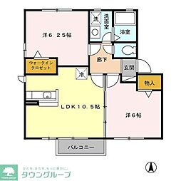 ロワールＢ 2階2LDKの間取り