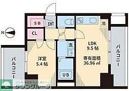 ＴＯＫＩＯ国立タワー 11階1LDKの間取り
