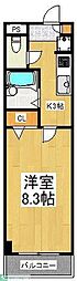 パディーII 3階1Kの間取り