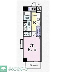フォレスタ国立 1Kの間取図画像