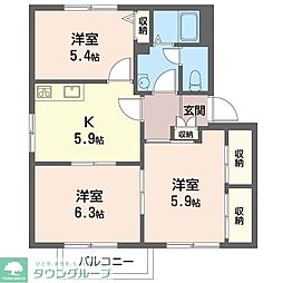 パークサイド・ディアス2 3Kの間取図画像