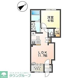スカイセレーネ 1LDKの間取図画像