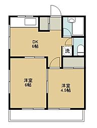 シャトー弐番館 2DKの間取図画像