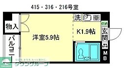 キタマチマンションK-O 1Kの間取図画像