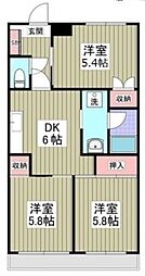 藤ハイツ 3DKの間取図画像