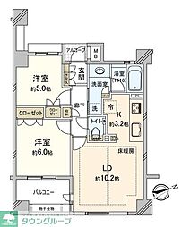 プラウド立川 2LDKの間取図画像