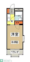 スカイブルー関口 1Kの間取図画像