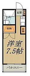 ドミール萩山 ワンルームの間取図画像
