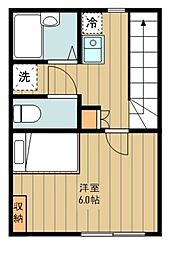 レオパレスTRS 1Kの間取図画像