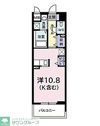 アベニール国立 ワンルームの間取図画像