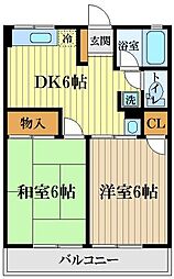 シティハイムアーバンハイムB 2DKの間取図画像