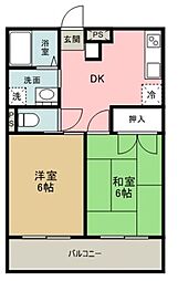 マンション関田 2DKの間取図画像
