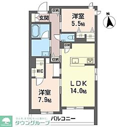 プルミエ グロリエ 2LDKの間取図画像