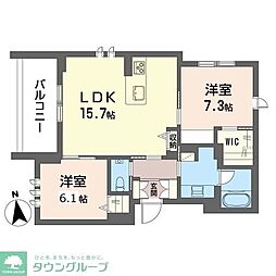 プルミエ グロリエ 2LDKの間取図画像