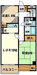 昭島コートエレガンスElle-C 2LDKの間取図画像