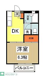 サラダハウス 1DKの間取図画像