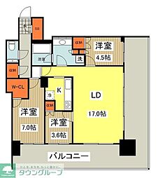 ブランズタワー橋本 3LDKの間取図画像