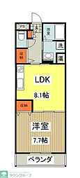 エクセルハイム 1LDKの間取図画像