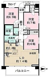ザ・パークハウス国分寺四季の森A棟 3LDKの間取図画像