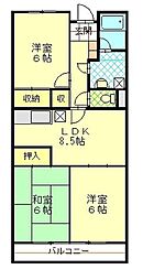 エーデルハイム2号棟 3DKの間取図画像