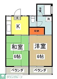 みどり荘 2Kの間取図画像