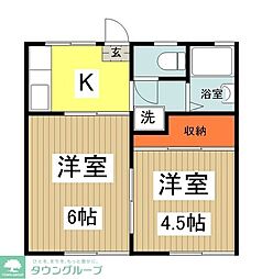 コーポ桂 2Kの間取図画像