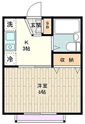 パークサイドハウスA 1Kの間取図画像