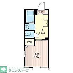 チッタ国立 1Kの間取図画像