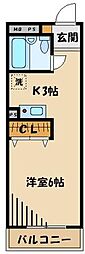 昭島コートエレガンスElle-A 1Kの間取図画像