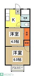 上の台コーポ 2Kの間取図画像