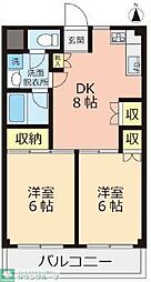 コスモハイツセブン 2DKの間取図画像