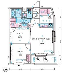 ジェノヴィア板橋東山町スカイガーデン 2LDKの間取図画像
