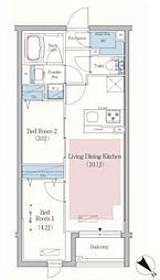 都営三田線 春日駅 徒歩11分の賃貸マンション 4階2LDKの間取り
