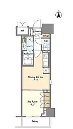 東京メトロ南北線 飯田橋駅 徒歩10分の賃貸マンション 6階1DKの間取り