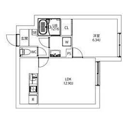 東京メトロ丸ノ内線 茗荷谷駅 徒歩13分の賃貸マンション 地下1階1LDKの間取り