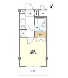 アービス白山 1Kの間取図画像