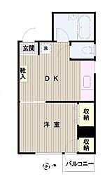 すいーとぴあ本郷 1DKの間取図画像