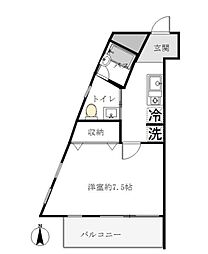 YUKIHOUSE 1Kの間取図画像