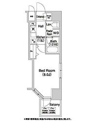 コンフォリア浅草橋DEUX ワンルームの間取図画像
