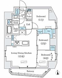 プライムブリス新御徒町 3LDKの間取図画像