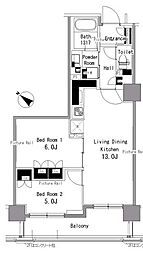 パークアクシス日本橋浜町 2LDKの間取図画像